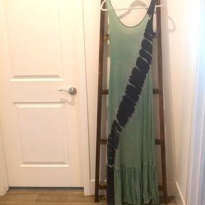 Long Tee Shirt Dress with Tie Dye Stripe